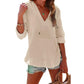 ⏰Tijdelijke korting - 50% Korting🏖️Vrouwen Oversized Kapuzen Beach Cover Up - Langermelige V-hals T-shirt met zakken