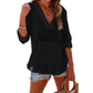 ⏰Tijdelijke korting - 50% Korting🏖️Vrouwen Oversized Kapuzen Beach Cover Up - Langermelige V-hals T-shirt met zakken