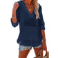 ⏰Tijdelijke korting - 50% Korting🏖️Vrouwen Oversized Kapuzen Beach Cover Up - Langermelige V-hals T-shirt met zakken