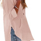 ⏰Tijdelijke korting - 50% Korting🏖️Vrouwen Oversized Kapuzen Beach Cover Up - Langermelige V-hals T-shirt met zakken