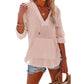 ⏰Tijdelijke korting - 50% Korting🏖️Vrouwen Oversized Kapuzen Beach Cover Up - Langermelige V-hals T-shirt met zakken