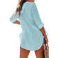 ⏰Tijdelijke korting - 50% Korting🏖️Vrouwen Oversized Kapuzen Beach Cover Up - Langermelige V-hals T-shirt met zakken