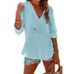 ⏰Tijdelijke korting - 50% Korting🏖️Vrouwen Oversized Kapuzen Beach Cover Up - Langermelige V-hals T-shirt met zakken
